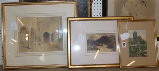 Daleson - watercolour, River Conway & 2 other watercolours and another oil on board
